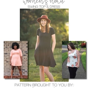 Adult Nora Swing Top, Mini & Dress PDF Sewing Pattern