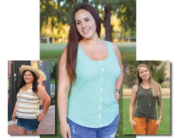 Adult Arizona Faux Button-Up Tank PDF Sewing Pattern