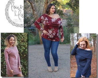 Lounge & Lace Collection- Women’s Deanna Dolman Top, Sweater and Dress PDF Sewing Pattern