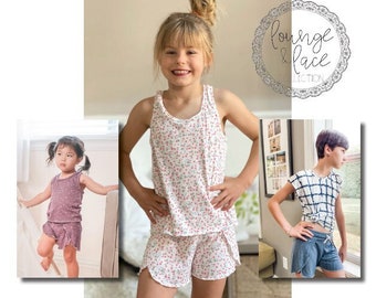 Lounge & Lace Collection- Youth Saraya Shorts PDF Sewing Pattern Size 1/2- 14