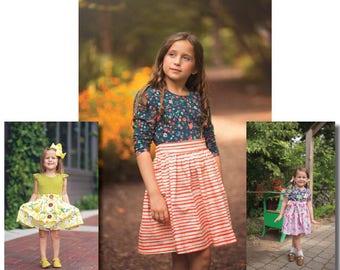 Girls Ainsley Dress PDF Sewing Pattern instant download Sizes 1/2-14