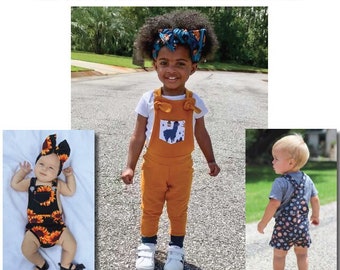 Baby Zoey + Zeke Knit Overall Shorts, Jogger, & Bummies PDF Sewing Pattern Sizes Newborn-18/24 Months