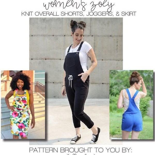 Adulte Zoey Knit Overall Shorts, Jogger, & Skirt PDF Patron de couture