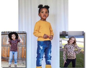 Youth Pepper Puff Sleeve Top & Sweater PDF Sewing Pattern Sizes 1/2-14
