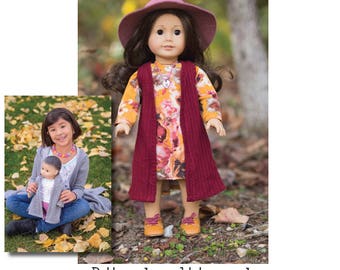 DOLLY Darcey Duster, Vest & Cardigan 14" 15" 18" PDF Sewing Pattern