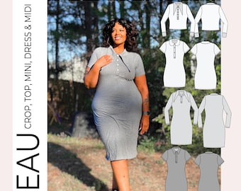 Beau Polo Crop, Top, Mini, Dress & Midi PDF Sewing Pattern
