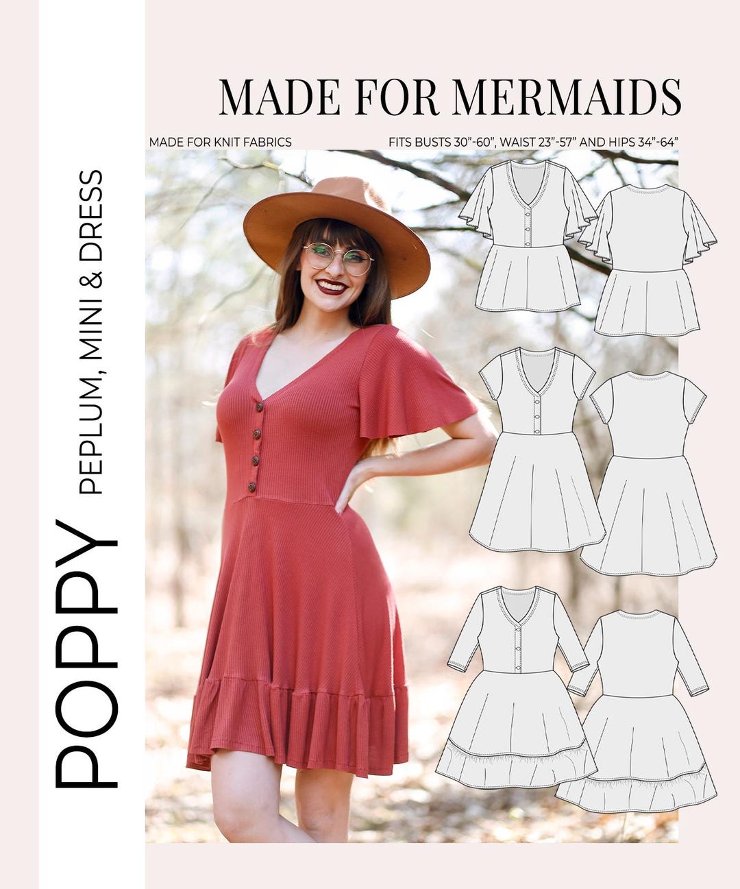 Poppy Peplum, Mini, & Dress PDF Sewing Pattern - Etsy