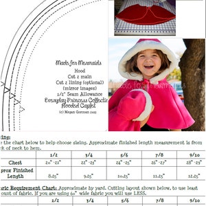 Everyday Princess Hooded Cape Caplet Capelet PDF Pattern instant download Sizes 1/2 9/10 image 5