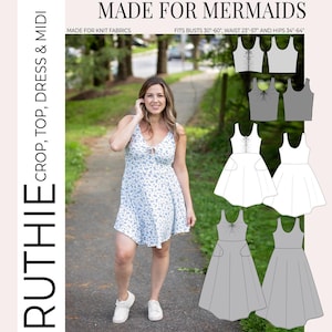 Resort Collection: Ruthie Ruched Crop, Top, Dress, & Midi PDF Sewing Pattern