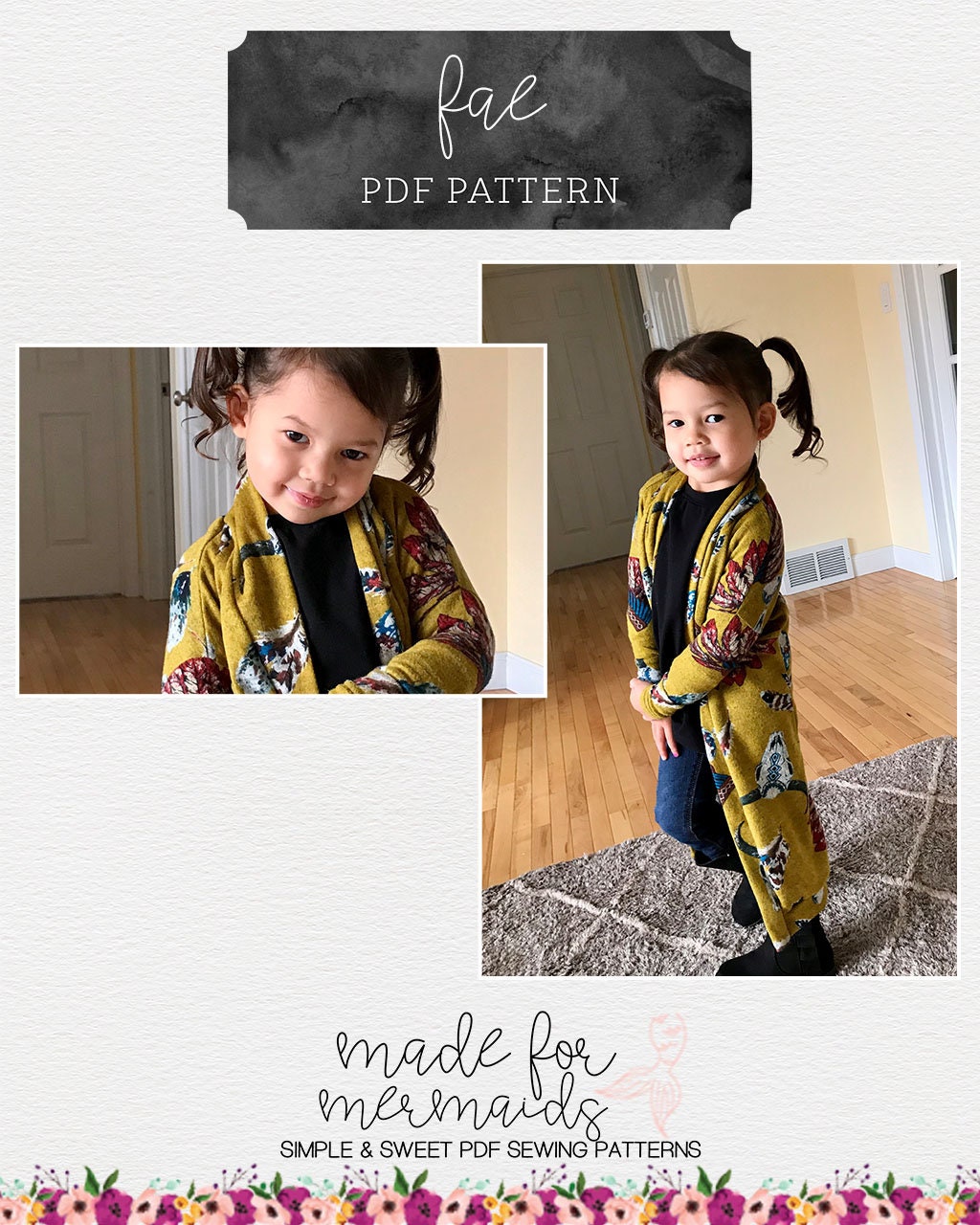 Youth Fae Cardigan & Duster PDF Sewing Pattern Instant Download Sizes 1 ...
