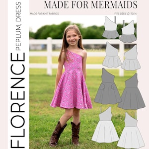 Youth Florence One Shoulder Peplum & Dress PDF Sewing Pattern