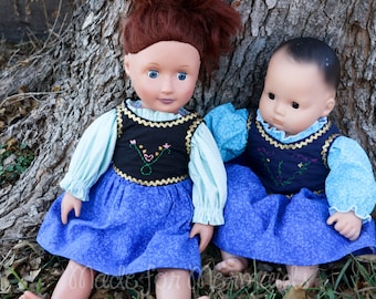 Anna Frozen DOLLY Dress 15" or 18" doll PDF Pattern instant download