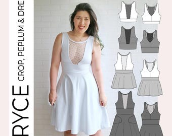 Bryce Crop, Peplum, Mini & Dress PDF Sewing Pattern