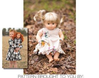 DOLLY Adeline Dress & Maxi 14" 15" 18" PDF Sewing Pattern