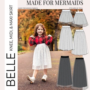 Jugend Belle Holiday Knie, Midi & Maxi Rock PDF Schnittmuster