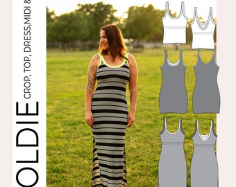 Goldie Crop, Top, Mini, Dress, Midi, & Maxi PDF Sewing Pattern