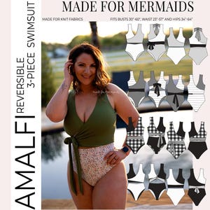 Resort Collection: Amalfi Reversible 3-Piece Swimsuit PDF Sewing Pattern