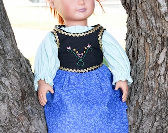 Anna Frozen DOLLY Dress 15" or 18" doll PDF Pattern instant download