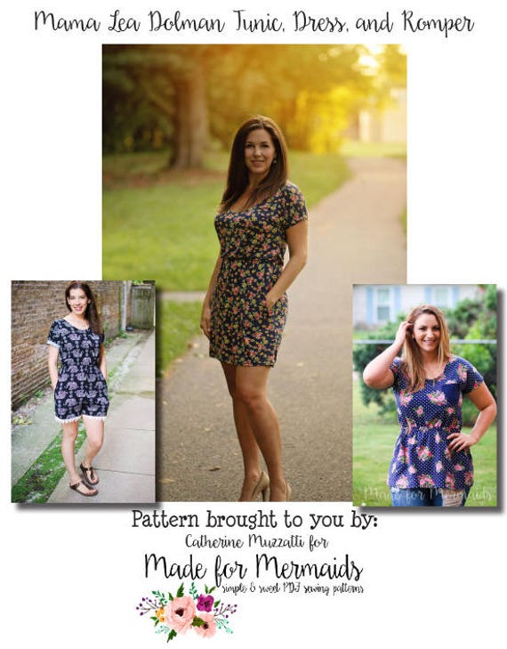 Mama Lea Tunic Dress & Romper PDF Sewing Pattern Sizes | Etsy