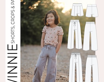Youth Winnie Wide-Leg Shorts, Crops, & Pants PDF Sewing Pattern
