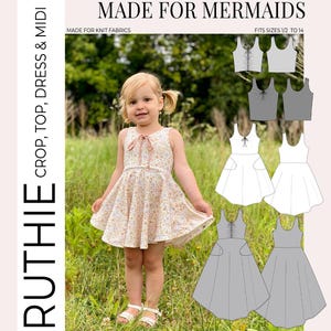 Resort Collection: Youth Ruthie Ruched Crop, Top, Dress, & Midi PDF Sewing Pattern