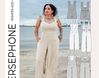 Persephone Romper Add-On Shorts, Cropped & Pants PDF Sewing Pattern