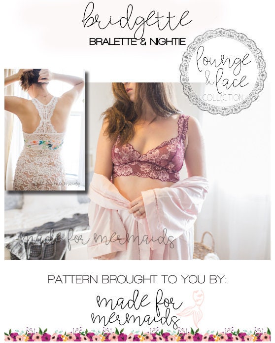 Women's Lounge & Lace Collection: Bridgette Bralette and Nightie PDF Sewing  Pattern 