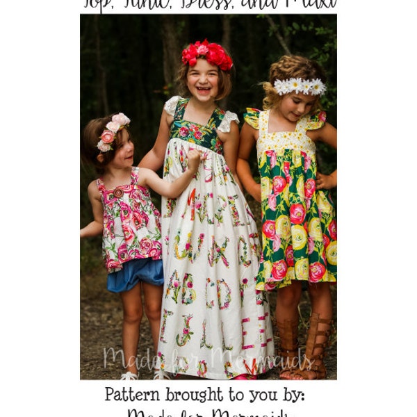 Molly Top, Tunic, Dress & Maxi PDF Pattern instant download size 1/2-14