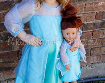 Elsa Frozen DOLLY Dress 15" or 18" doll PDF Pattern instant download