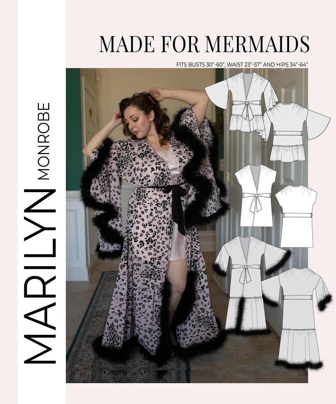 Marilyn Monrobe Mini, Knee Length, and Maxi Glamour Robe PDF Sewing ...