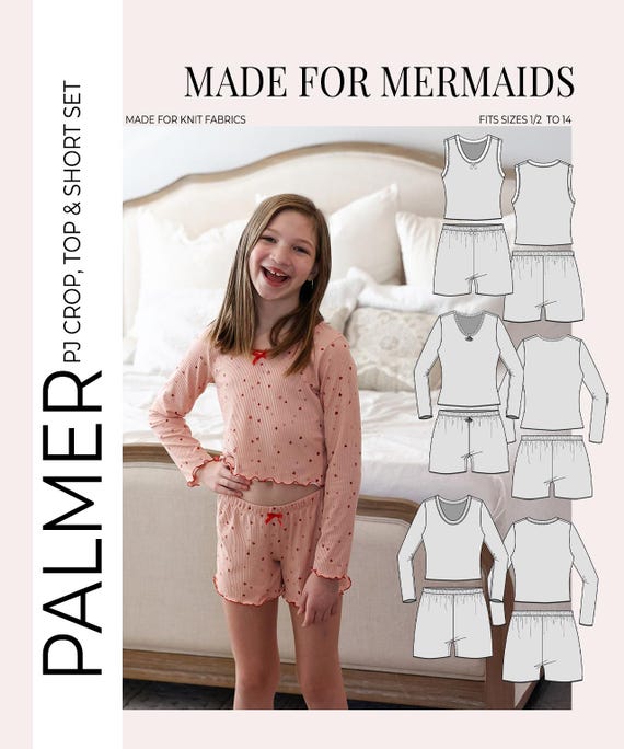 Ensemble pyjama court, haut et short Palmer pour jeune, patron de