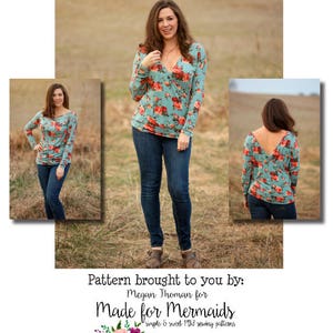 Women's Claire Two-Way Dolman Top & Tunic PDF Sewing Pattern Sizes