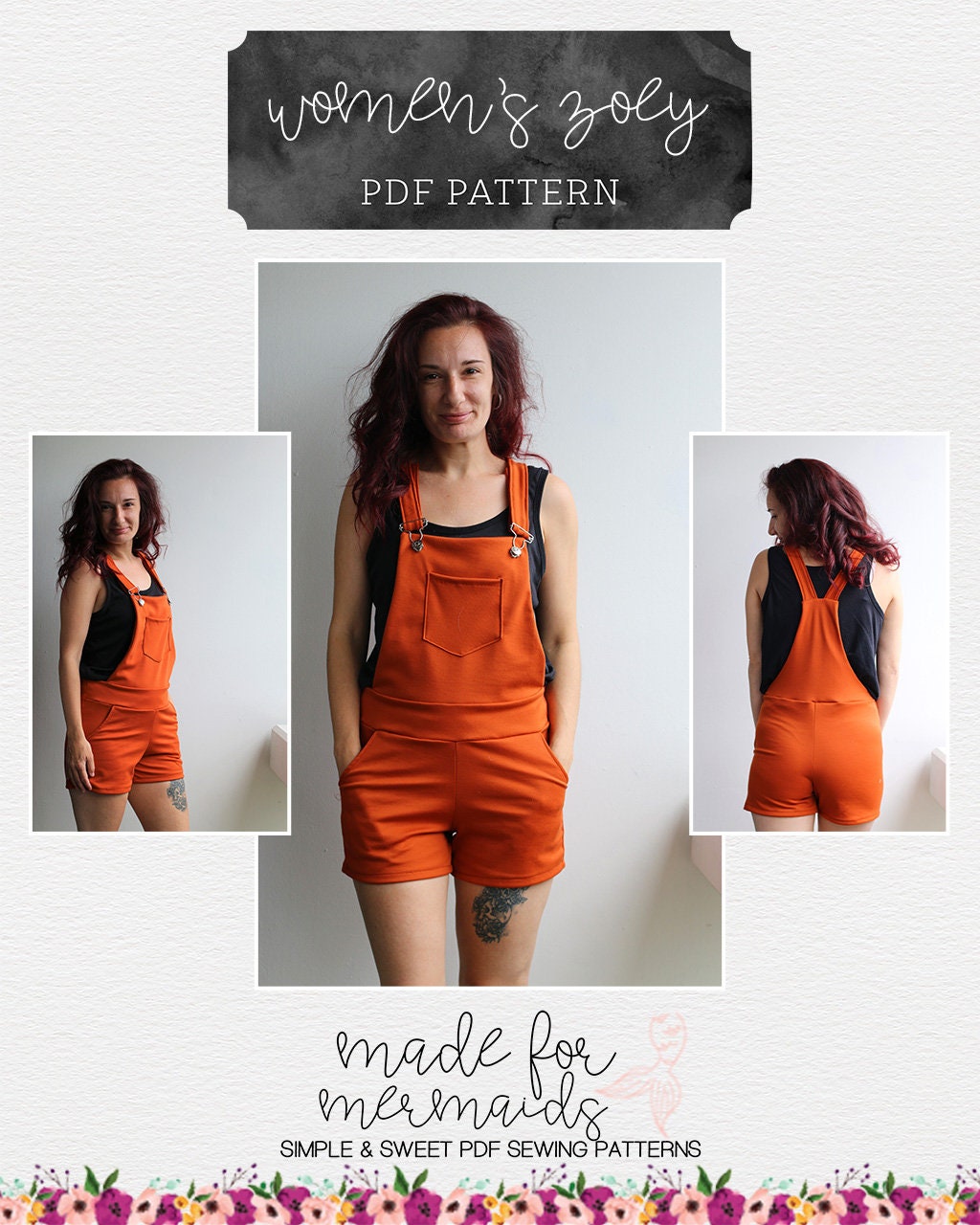 Adult Zoey Knit Overall Shorts Jogger Skirt PDF Sewing Pattern