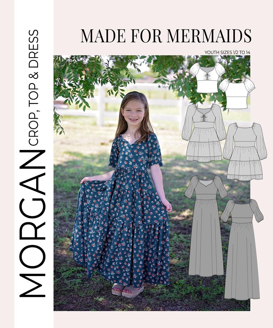 Youth Morgan Sweetheart Crop, Top, Dress, Midi, Maxi PDF Swing - Main Image