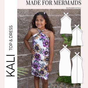 Youth Kali Crossover Halter Top & Dress PDF Sewing Pattern