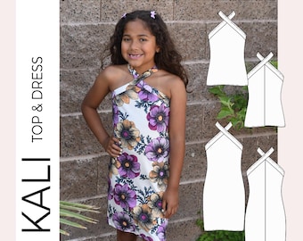 Youth Kali Crossover Halter Top & Dress PDF Sewing Pattern