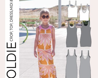 Youth Goldie Crop, Top, Dress, Midi & Maxi PDF Sewing Pattern