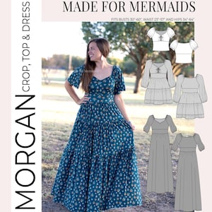 Morgan Sweetheart Crop, Top, Dress, Midi, & Maxi PDF Sewing Pattern