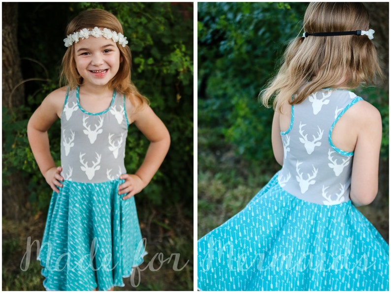 Riley Schößchen Top und Kleid PDF Schnittmuster Größen 1/2-14
