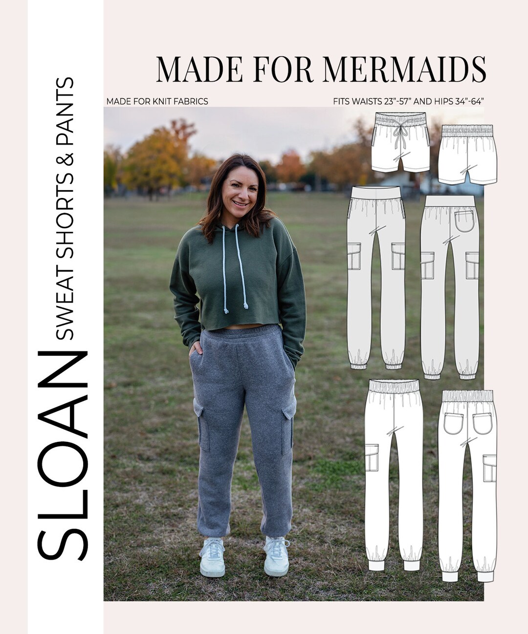 Sloan Sweats: Shorts, Hemmed, Cuffed, or Elastic Sweatpants PDF Sewing ...