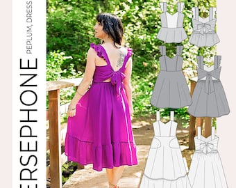 Persephone Crop, Peplum, Mini, Dress & Midi PDF Sewing Pattern