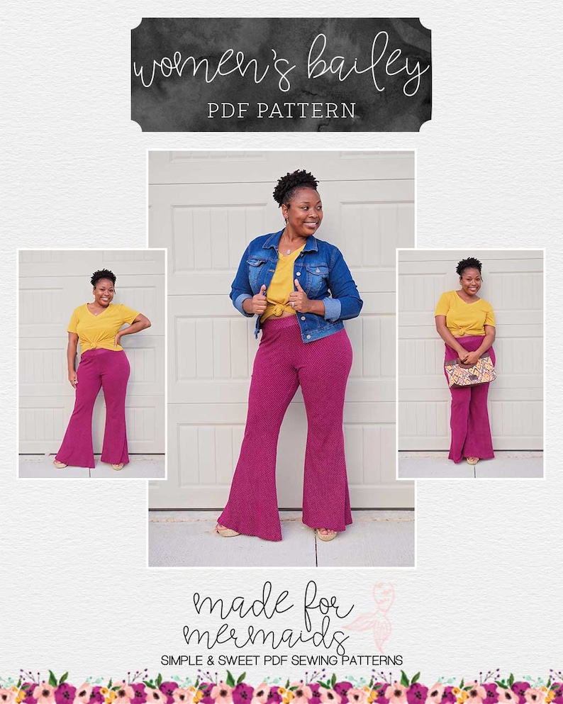 Womens Bailey Bell Bottoms PDF Sewing Pattern | Etsy