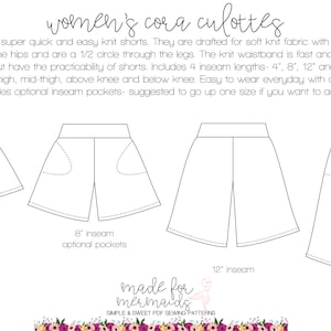 Women's Cora Culottes PDF Sewing Pattern - Etsy