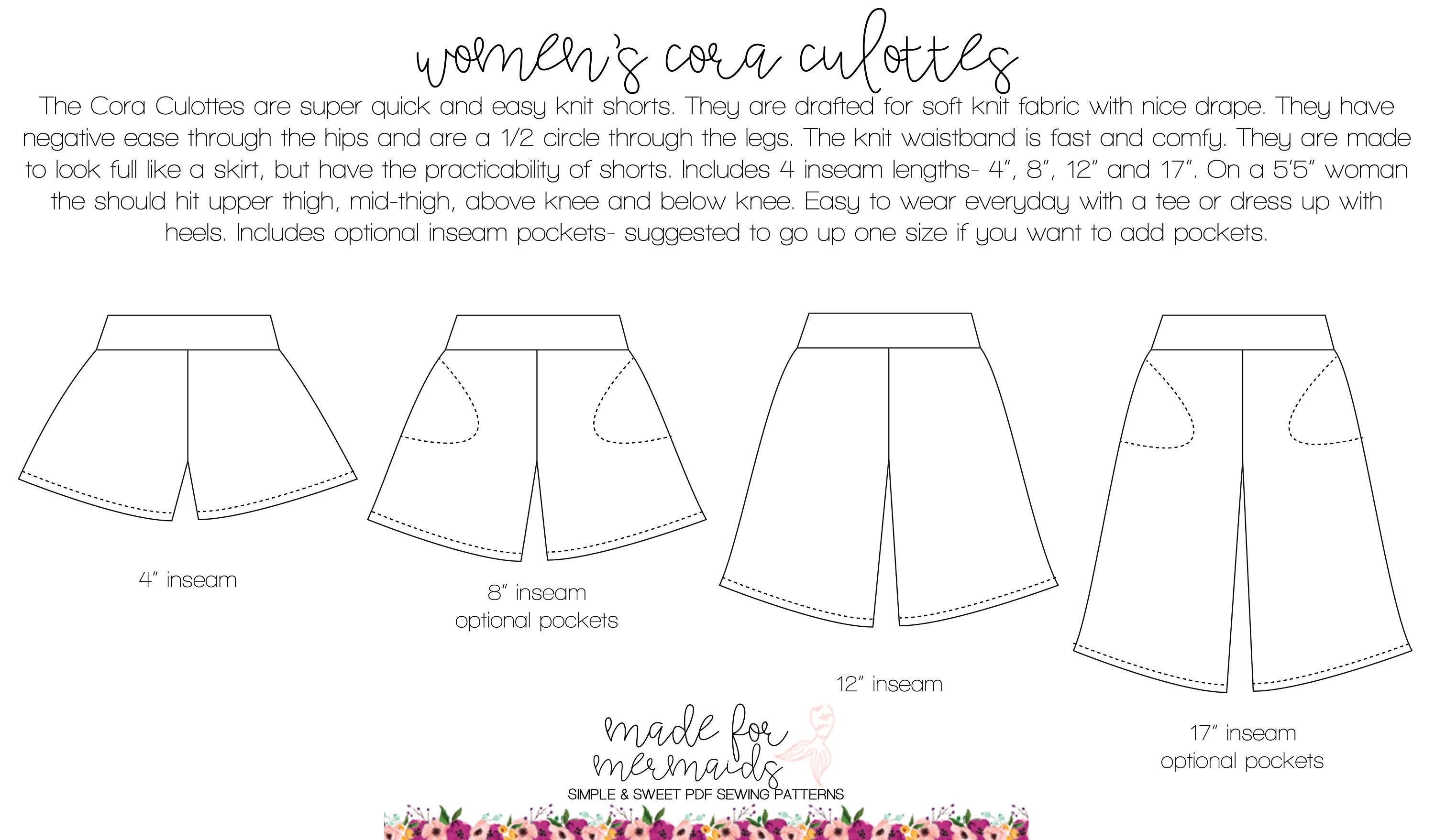 Women's Cora Culottes PDF Sewing Pattern - Etsy Canada