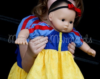 Sukienka Snow White DOLLY 15" lub 18" lalka wzór PDF natychmiastowe pobranie
