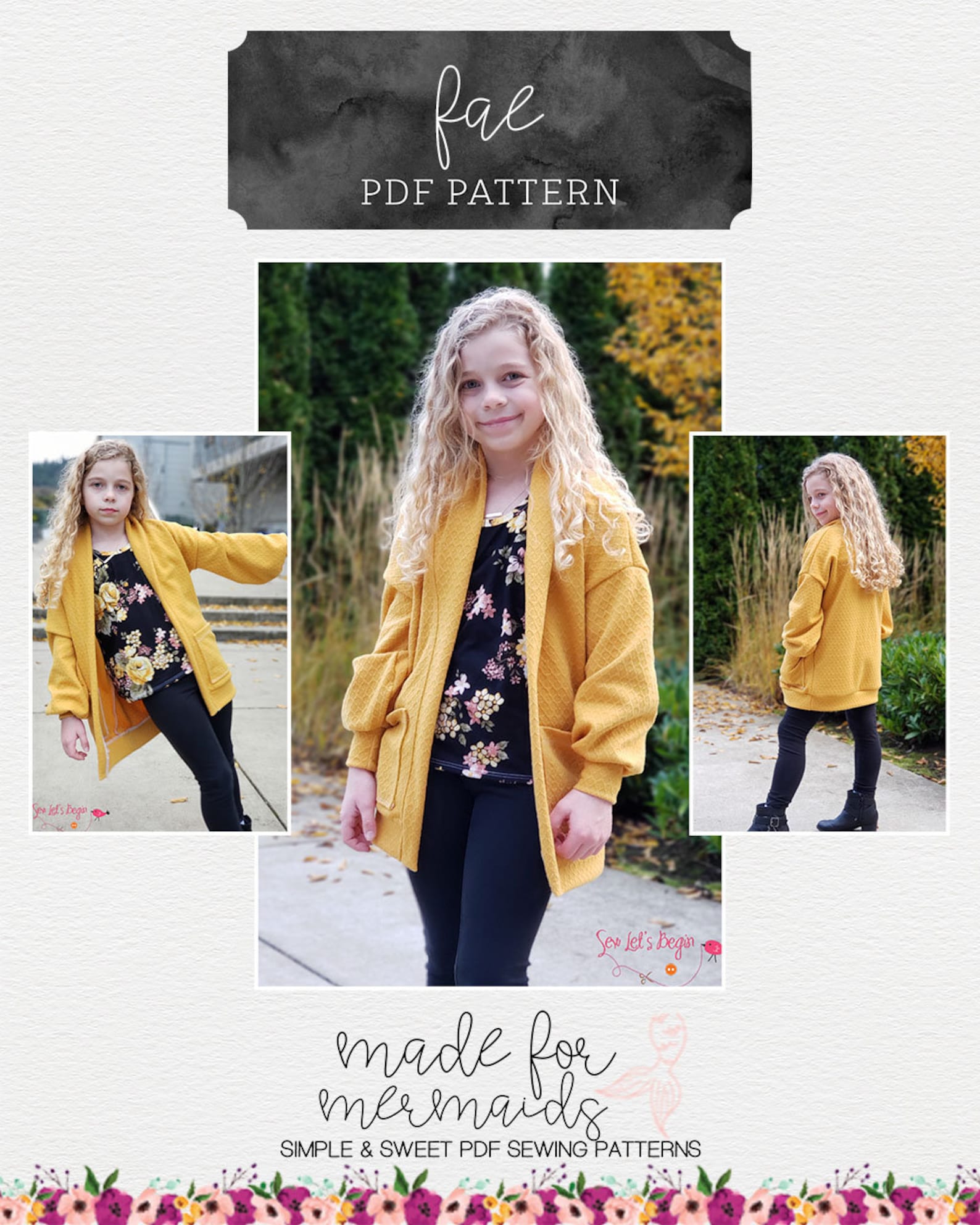 Youth Fae Cardigan & Duster PDF Sewing Pattern Instant Download Sizes 1 ...