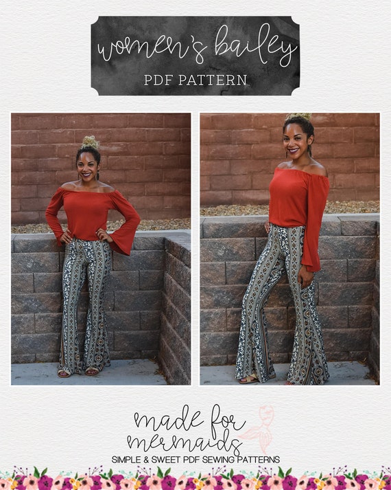 Flare High Waist Pants Easy Sewing Pattern A4 Letter PDF Download Lounge  Wear Sleep Wear Modern Sewing Patterns Schnittmuster -  Canada