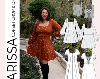Carissa Knit Corset Crop, Top, Mini, Dress, Midi & Maxi PDF Sewing Pattern