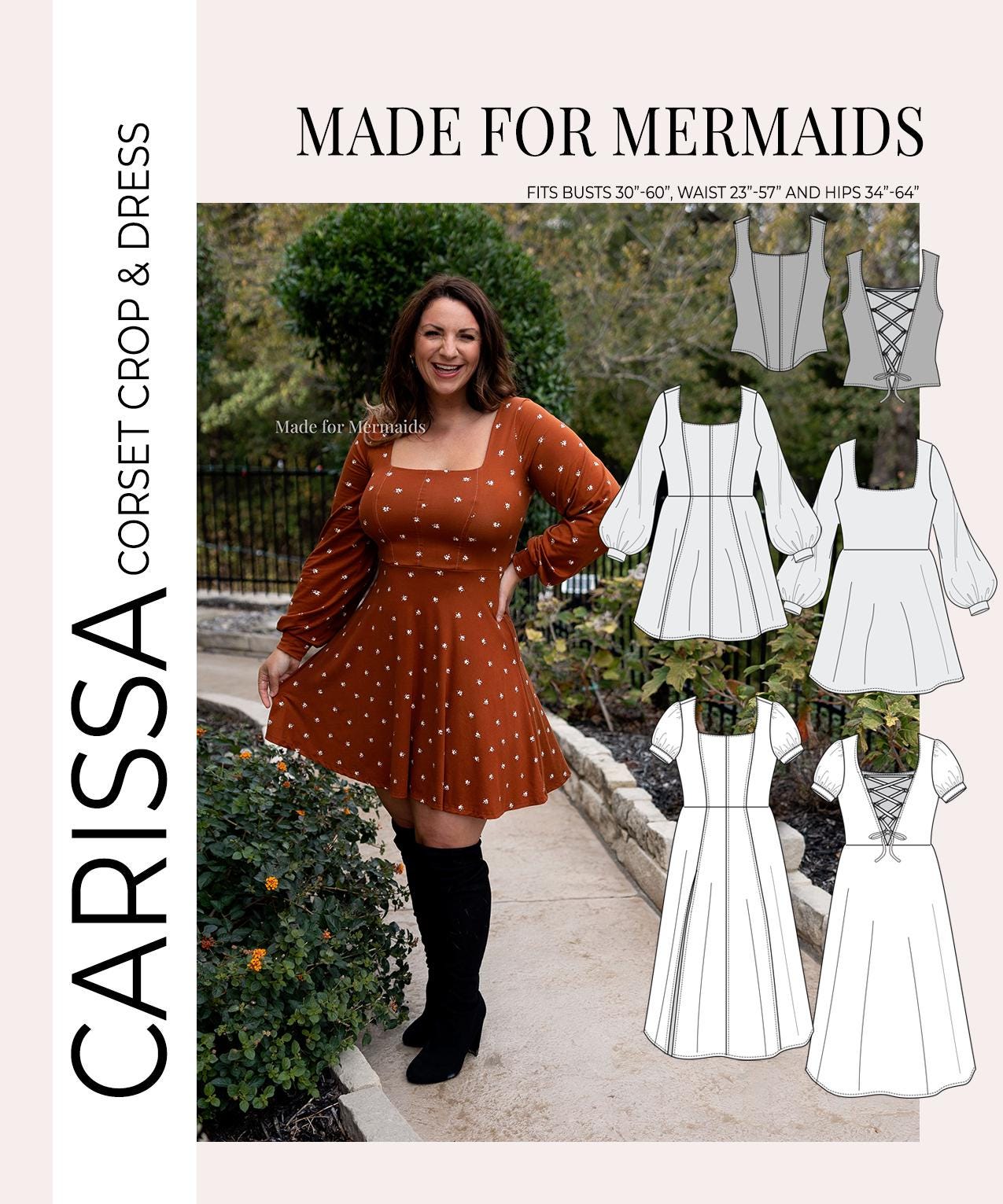 Carissa Knit Corset Crop, Top, Mini, Dress, Midi & Maxi PDF Sewing Pattern  - Etsy Hong Kong