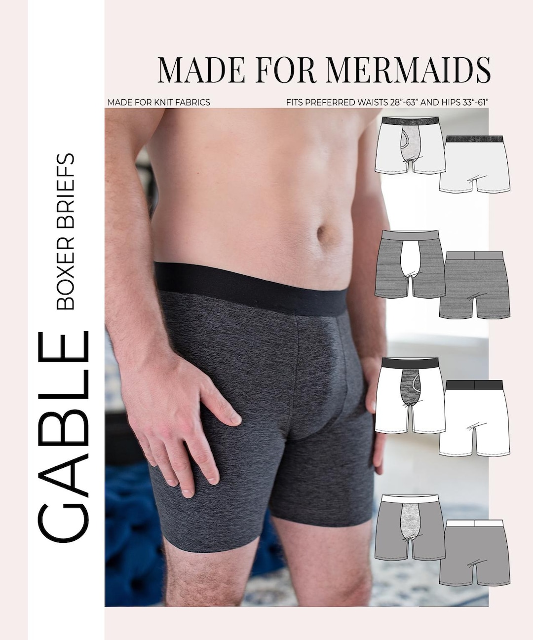 Adult Gable Boxer Brief PDF Sewing Pattern - Etsy